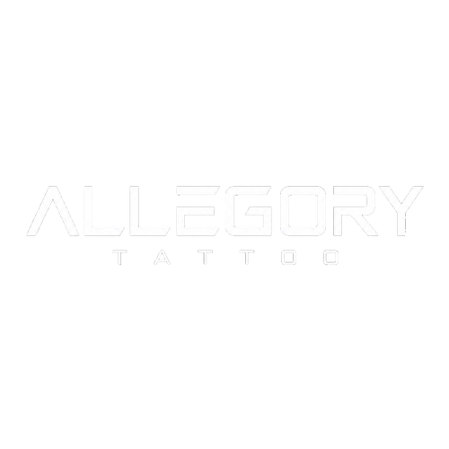 لوگوی برند الگوری Allegory تولیدکننده محصولات تخصصی تتو، بلک اینک و مراقبت پس از تاتو