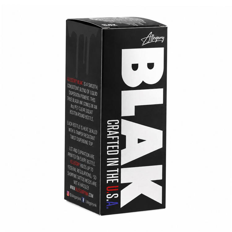 جعبه اصلی رنگ تاتو Allegory Blak حجم 240 میلیلیتر با طراحی اختصاصی برند الگوری
