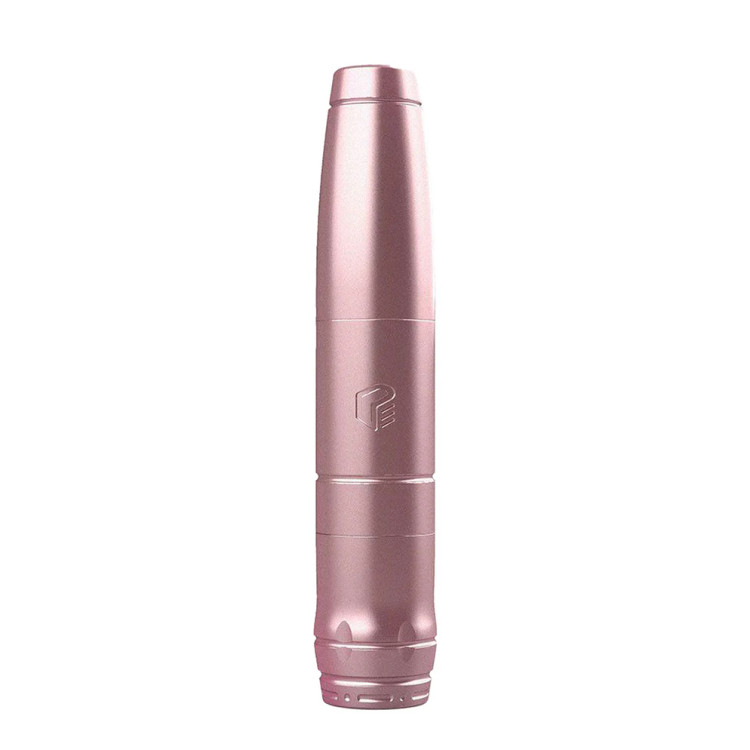 نمای روبهرو دستگاه پن EZ Tattoo Defender 2-in-1 رنگ صورتی مات با بدنه آلومینیومی سبک، مناسب آرایش دائم، اسکالپ و تتو بدن